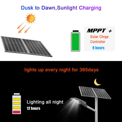 하나의 14000lm 30W 80W LED 태양 광 발전 가로등 18V 극 설치에서 모두