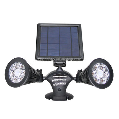 12LEDs 20-600루멘 솔라 모션 센서 스포트라이트 듀얼 헤드 솔라 스포트라이트