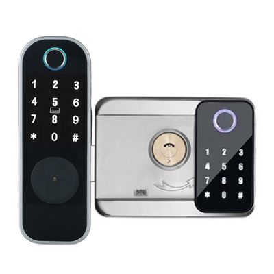 Ttlock Tuya APP 아이언 게이트 실버 블랙 용 양면 지문 잠금 장치