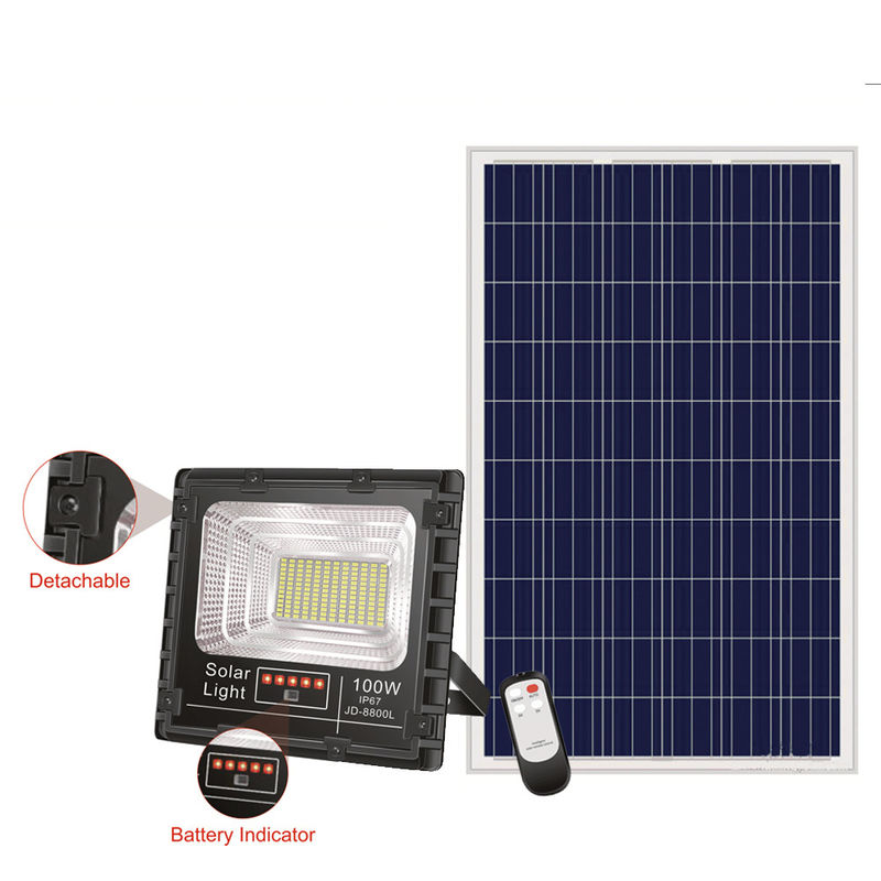 25w 150w 300 와트 태양 홍수 빛 80lm/w 3.7V 야외 태양 강화 보안 조명
