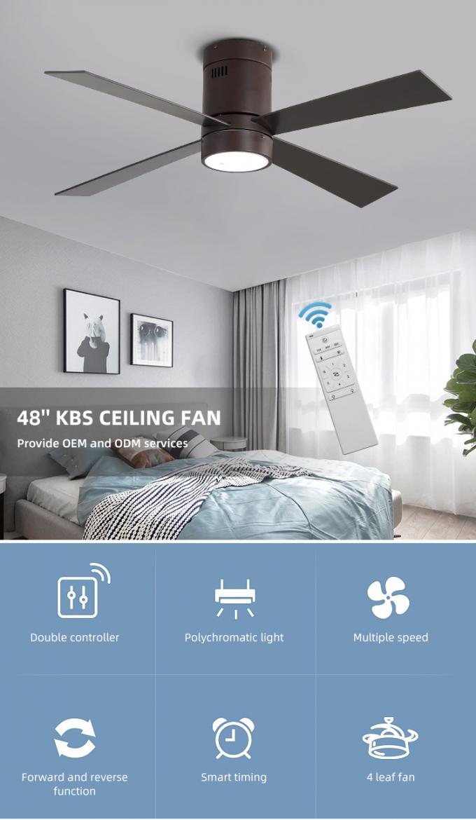 새로운 설계 철 합판 4 칼날 65W 48Inch 장식적 실내 리모콘은 천정 선풍기 빛을 이끌었습니다