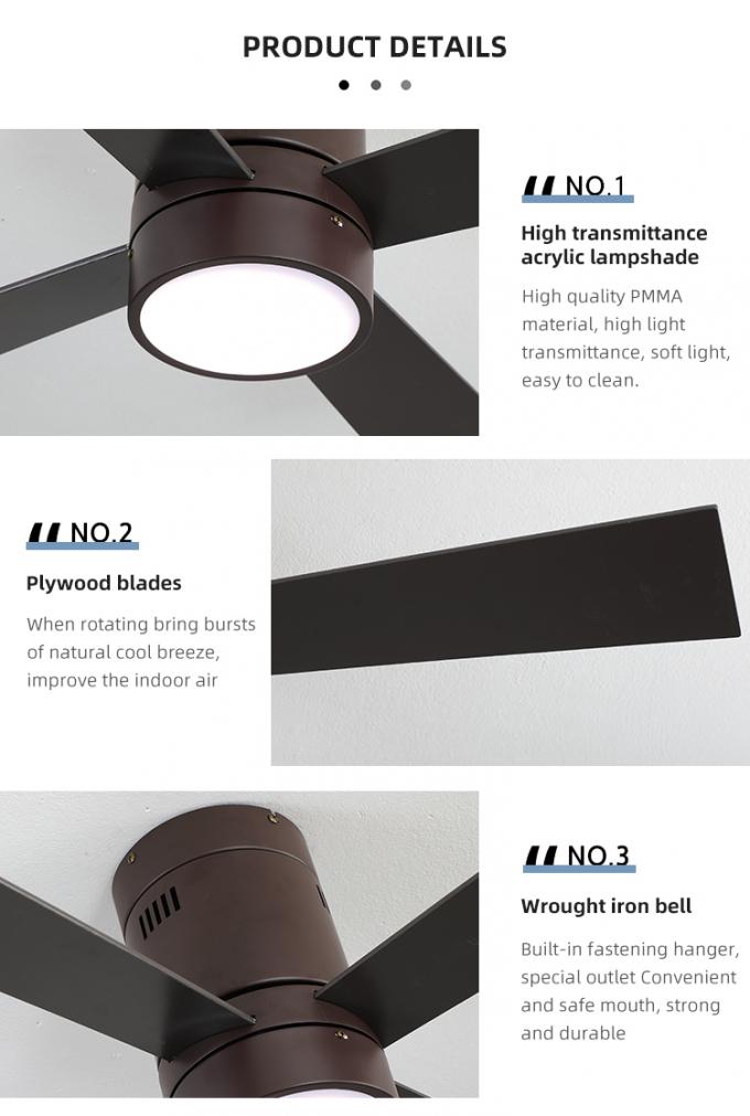 새로운 설계 철 합판 4 칼날 65W 48Inch 장식적 실내 리모콘은 천정 선풍기 빛을 이끌었습니다